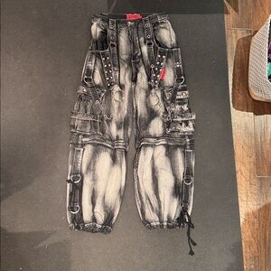 Tripp NYC Black and Gray Oversized Denim Pants